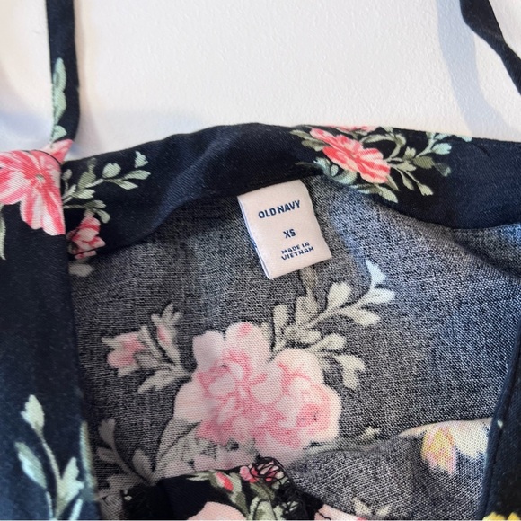 🧁old navy black and pink floral button up cami tank topboho indie hippie y2k - Picture 4 of 7